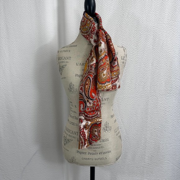 Vintage Paisley Earth tones long neck scarf - Picture 2 of 6